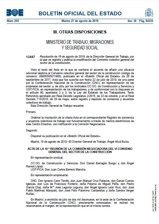 Novedades en el convenio de la Construcción Previene de FraternidadMuprespa